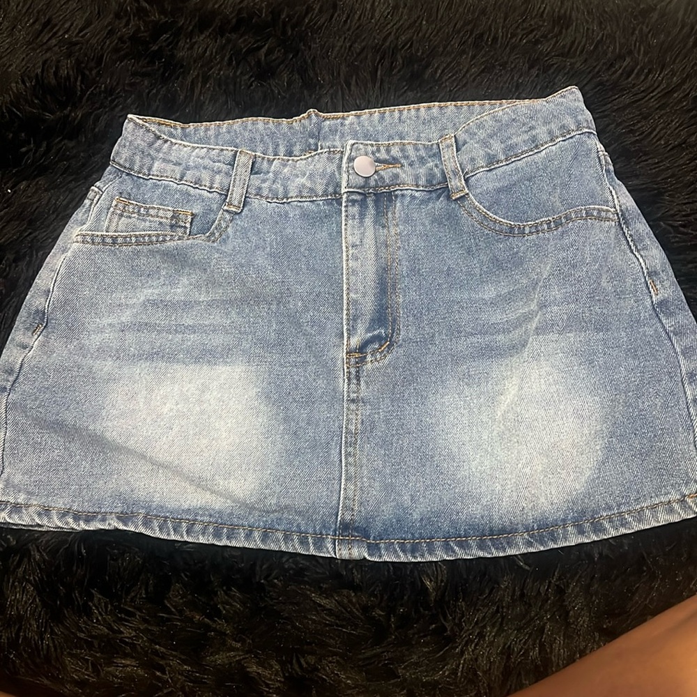 Light blue denim skirt